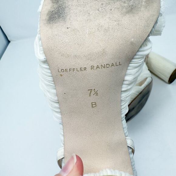 Loeffler Randall Cream Camellia Pleated Bow Heels Women's US Size 7.5 Open Toe - Picture 9 of 11